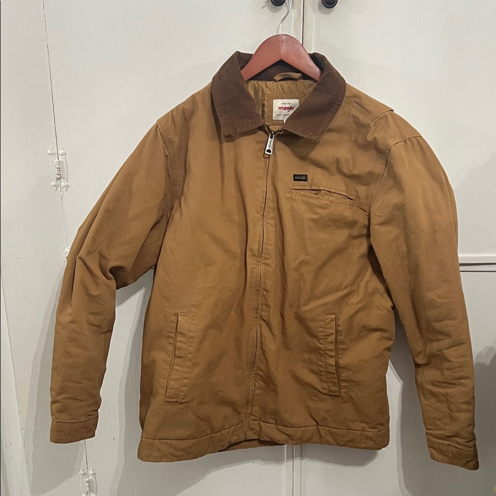 Wrangler Tan Canvas Jacket with Brown Corduroy Collar